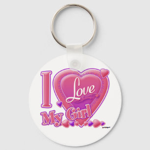 I Love My Girl pink/purple - heart Keychain
