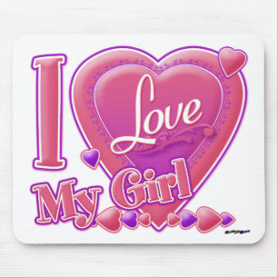 I Love My Girl pink/purple - heart Mouse Pad