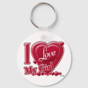 I Love My Girl red - heart Keychain
