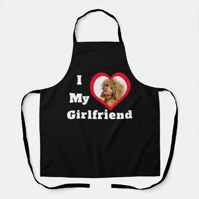 I Love My Girlfriend Bae Personalized Custom Photo Apron (Front)