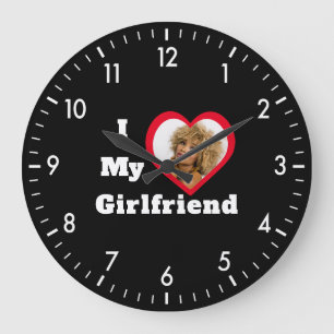 I Love My Girlfriend Bae Personalized Custom Photo Large Clock