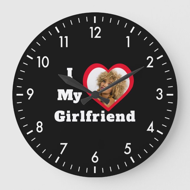 I Love My Girlfriend Bae Personalized Custom Photo Large Clock (Front)