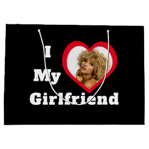 I Love My Girlfriend Bae Personalized Custom Photo Large Gift Bag