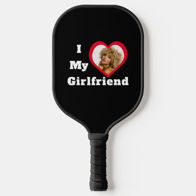 I Love My Girlfriend Bae Personalized Custom Photo Pickleball Paddle (Front)