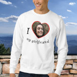 I Love My Girlfriend Boyfriend Custom Photo Text Sweatshirt<br><div class="desc">Upload a photo, customize the text, and easily create your personalized sweatshirt. For best photo crop results, please use a square photo, or 4:3 photo ratio. Click EDIT to change the text colour. You can TRANSFER this DESIGN on other Zazzle products and adjust it to fit most of the Zazzle...</div>