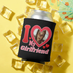 I Love My Girlfriend Boyfriend Wife Husband Photo Can Cooler
