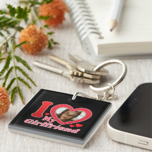 I Love My Girlfriend Boyfriend Wife Husband Photo Keychain