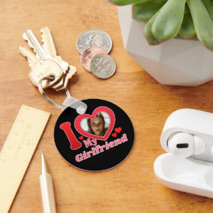 I Love My Girlfriend Boyfriend Wife Husband Photo Keychain
