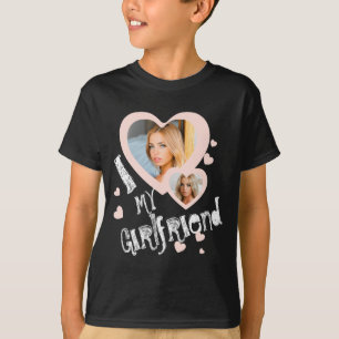 I Love My Girlfriend Chalkboard Doodles Black Cute T-Shirt
