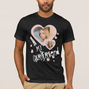 I love my Girlfriend Chalkboard Doodles Black Pink T-Shirt