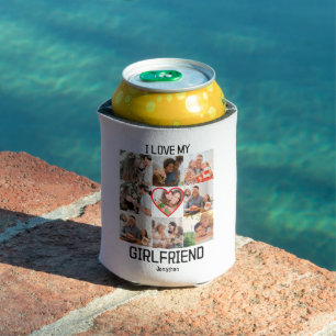I love My Girlfriend Custom 9 Photo Collage Can Cooler