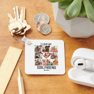 I love My Girlfriend Custom 9 Photo Collage Keychain