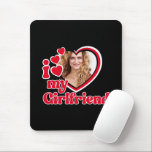 I Love My Girlfriend Custom Black Mouse Pad<br><div class="desc">I Love My Girlfriend - upload a photo for inside the heart</div>