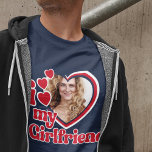 I Love My Girlfriend Custom Blue T-Shirt<br><div class="desc">I Love My Girlfriend Shirt - upload a photo for inside the heart</div>