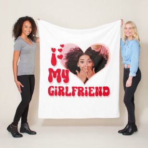 I Love My Girlfriend Custom Funny Fleece Blanket