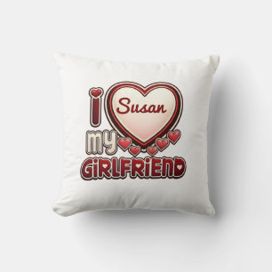 I Love My Girlfriend Custom Name Throw Pillow
