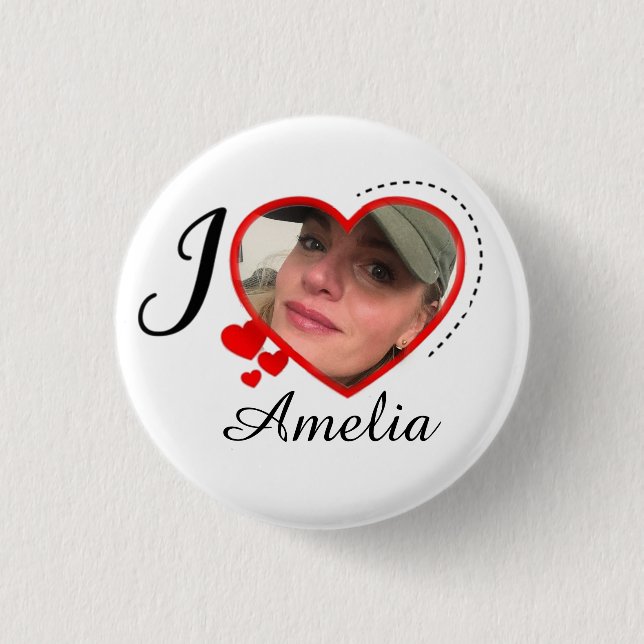 I Love My Girlfriend Custom Personalized 1 Inch Round Button (Front)