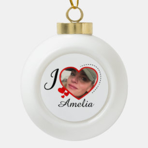I Love My Girlfriend Custom Personalized Ceramic Ball Christmas Ornament