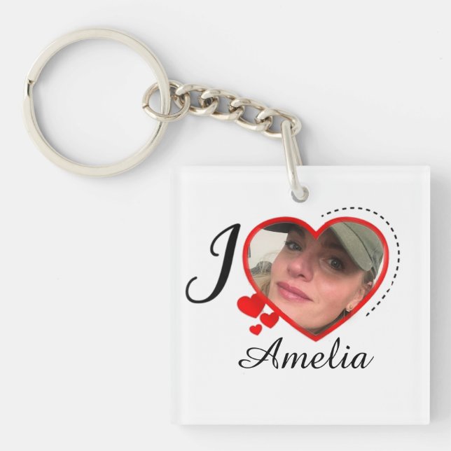 I Love My Girlfriend Custom Personalized Keychain (Front)