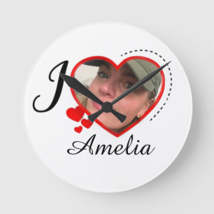I Love My Girlfriend Custom Personalized Round Clock