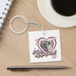 I Love My Girlfriend Custom Photo<br><div class="desc">I Love My Girlfriend Custom Photo Keychain. Perfect gift for valentines day,  anniversary or birthday. Features retro script font and hearts.</div>