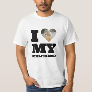 I Love My Girlfriend Custom Photo Heart T-Shirt