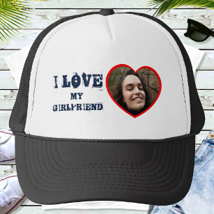 I Love My Girlfriend Custom Photo Personalized Trucker Hat