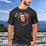 I Love My Girlfriend Custom Photo Text T-Shirt<br><div class="desc">Upload a photo, and easily create your personalized t-shirt. Click EDIT to change the text colour. You can TRANSFER this DESIGN on other Zazzle products and adjust it to fit most of the Zazzle items. Standard Studio designs are made in high-resolution vector graphics for a professional print. Thank you for...</div>
