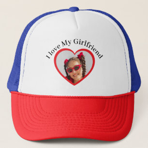 I Love My Girlfriend Custom Photo & Text Trucker Hat