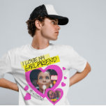 I love my Girlfriend custom photo text y2k T-Shirt<br><div class="desc">Create your own I love my girlfriend shirt. This shirt can be a cringe, funny bf anniversary gift. Force your boyfriend to wear this super cute tiktok trend shirt all the time. He will receive a lot of compliments at school and on Instagram. The "I love my girlfriend" shirt is...</div>