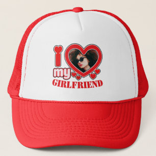 I Love My Girlfriend Custom Photo Trucker Hat