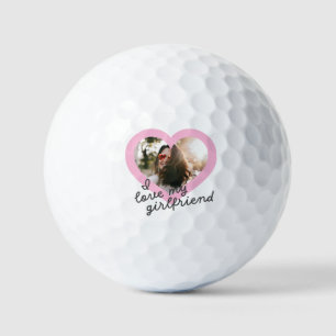 I love my Girlfriend Custom Pink Valentines Photo Golf Balls