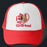 I Love My Girlfriend Custom  Trucker Hat<br><div class="desc">I Love My Girlfriend - upload a photo for inside the heart</div>