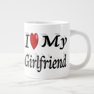 I Love My Girlfriend cute black text Large Coffee Mug