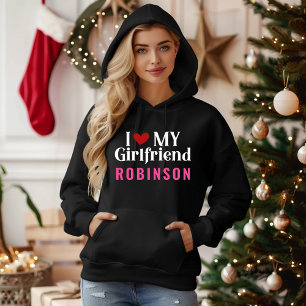 I Love My Girlfriend Elegant Black Hoodie