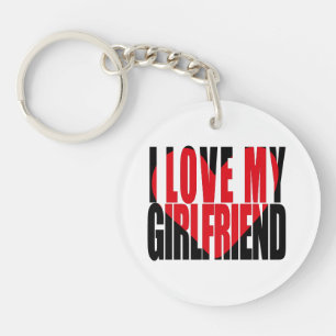 I Love My Girlfriend Heart Custom Photo Keychain