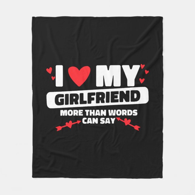 i love my girlfriend heart fleece blanket (Front)