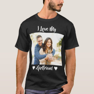 I Love My Girlfriend Heart Personalized Photo  T-Shirt