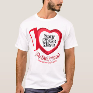 I love My Girlfriend Heart Photo Valentines red T-Shirt
