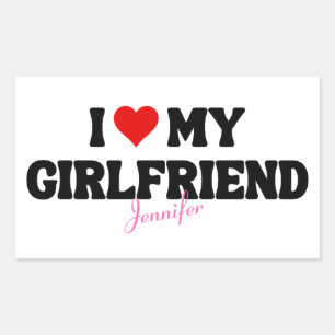I Love My Girlfriend Heart Romantic Custom Name Sticker