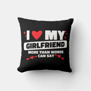 i love my girlfriend heart throw pillow