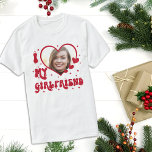 I Love My Girlfriend Heart Typography T-Shirt<br><div class="desc">The perfect gift! I Love My Girlfriend shirt with great typography. Heart cutouts and little hearts surround the letters in a fun style. Personalize with your special photo! Super fun to give and to get!!</div>