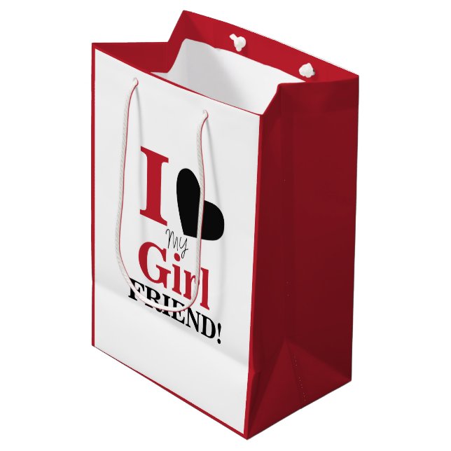 I Love My Girlfriend Medium Gift Bag (Front Angled)