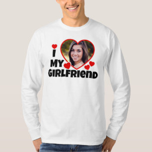 I Love My Girlfriend Personalize Photo Long Sleeve T-Shirt