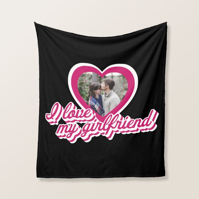 I Love My Girlfriend Personalized Custom Photo Fleece Blanket (Creator Uploaded)