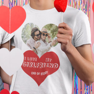 I love my girlfriend personalized photo heart T-Shirt