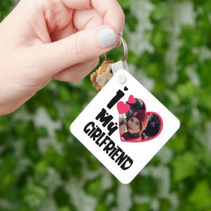 I Love My Girlfriend Personalized Photo  Keychain
