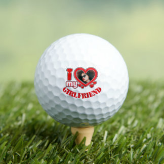 I Love My Girlfriend Personalized Photo Text Golf Balls