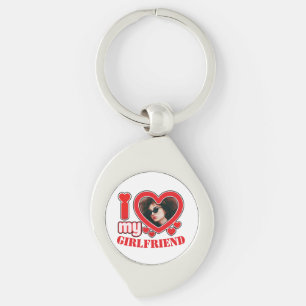 I Love My Girlfriend Personalized Photo Text Keychain