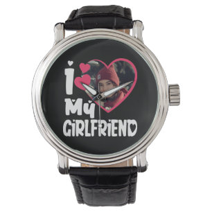 I Love My Girlfriend Personalized Photo Watch